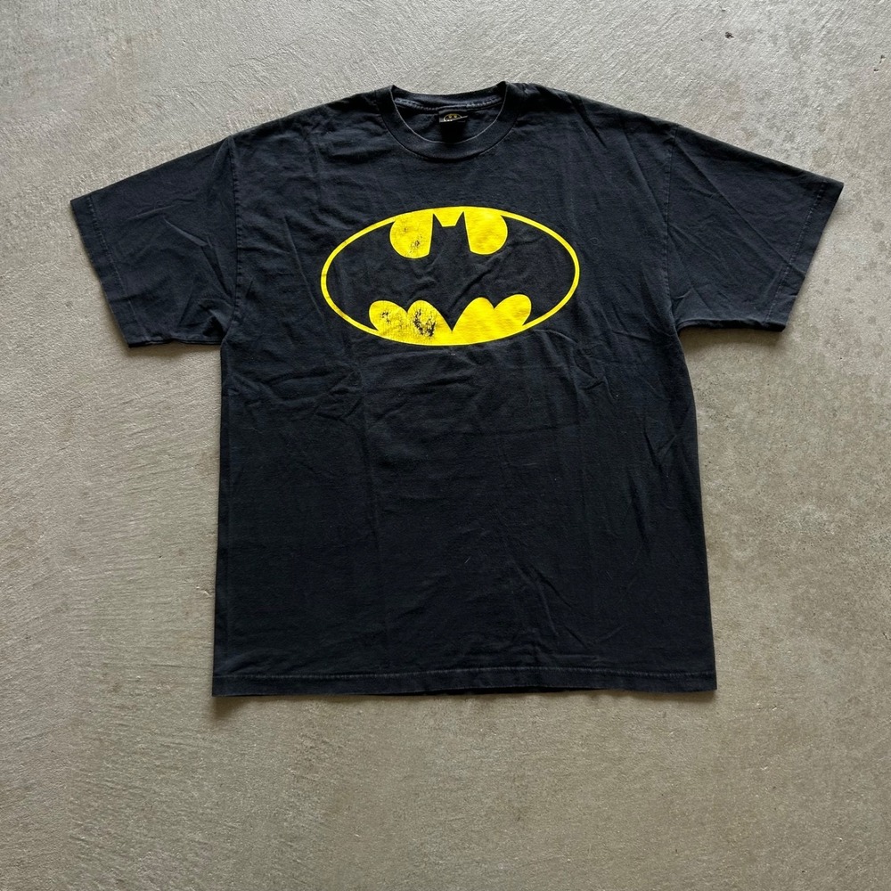 Vintage The Dark Knight Batman Shirt Size XL Black 2008 Movie Promo Bat Logo